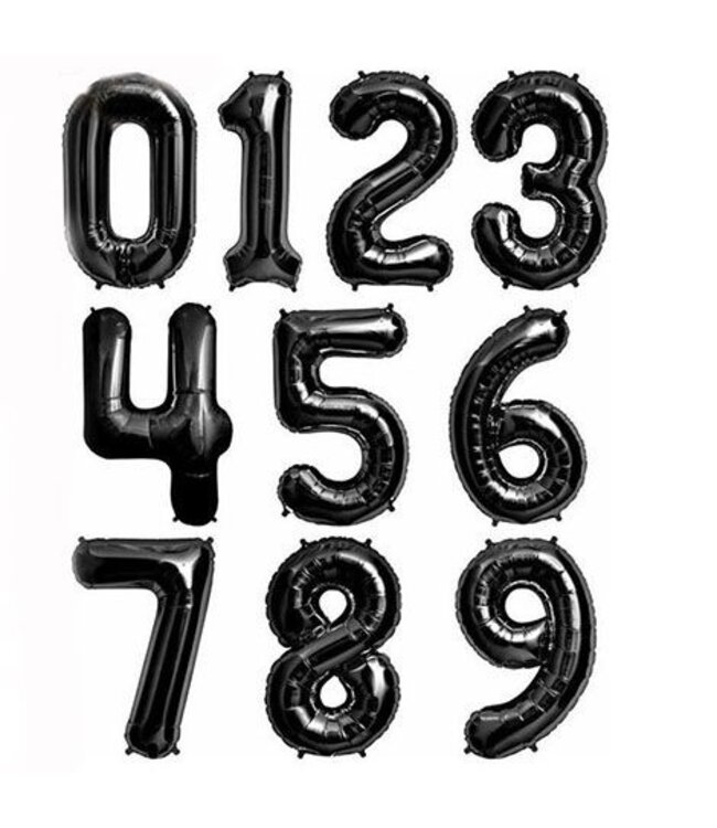 Cijferballon 7 zwart - 86 cm