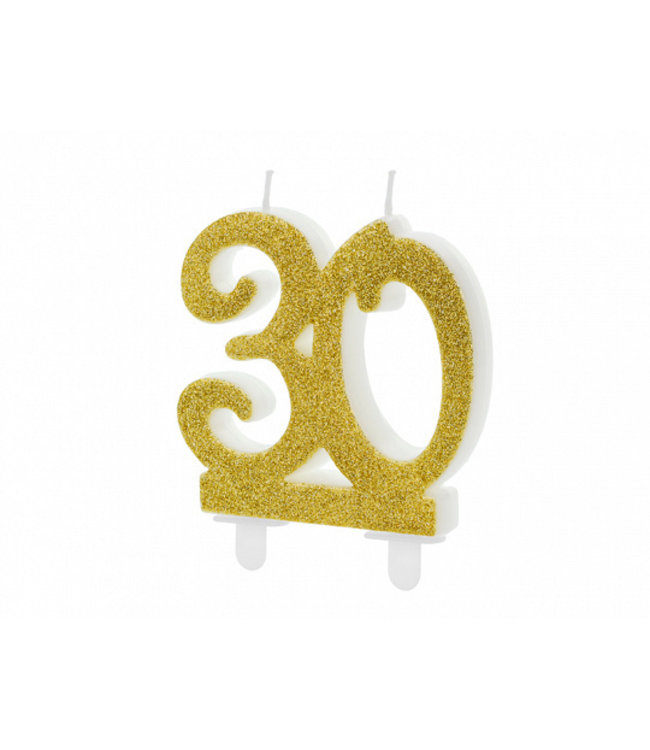 Kaars 30 jaar - glitter goud