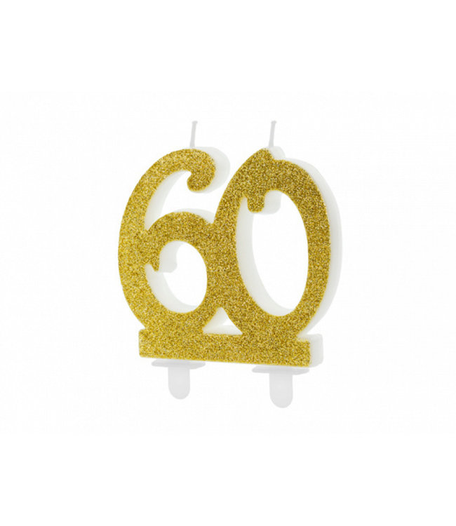 Kaars 60 jaar - glitter goud