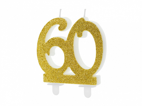 Kaars 60 jaar - glitter goud