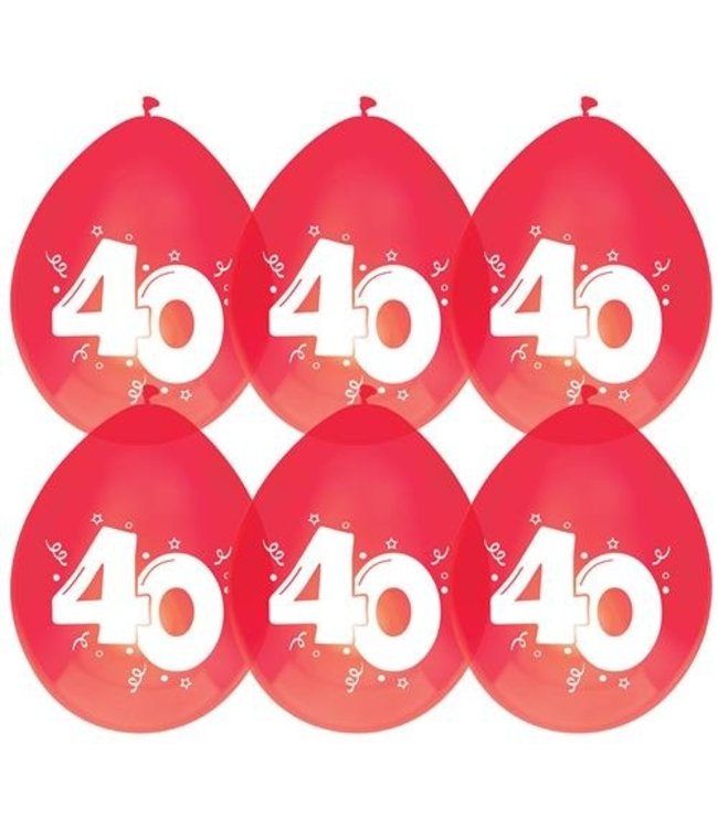 Ballonnen 40 jaar | robijnrood | 6 stuks