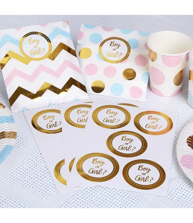 OUTLET Stickers Boy or Girl goud | 25 stuks