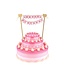 Taarttopper Happy Birthday vlaggenlijn | Roze & goud | 25cm
