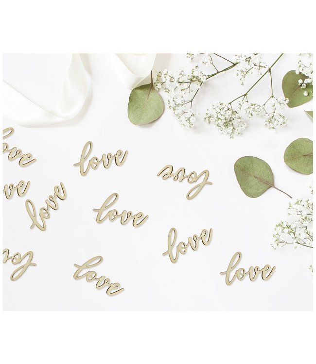 Houten confetti - Love - 18stuks
