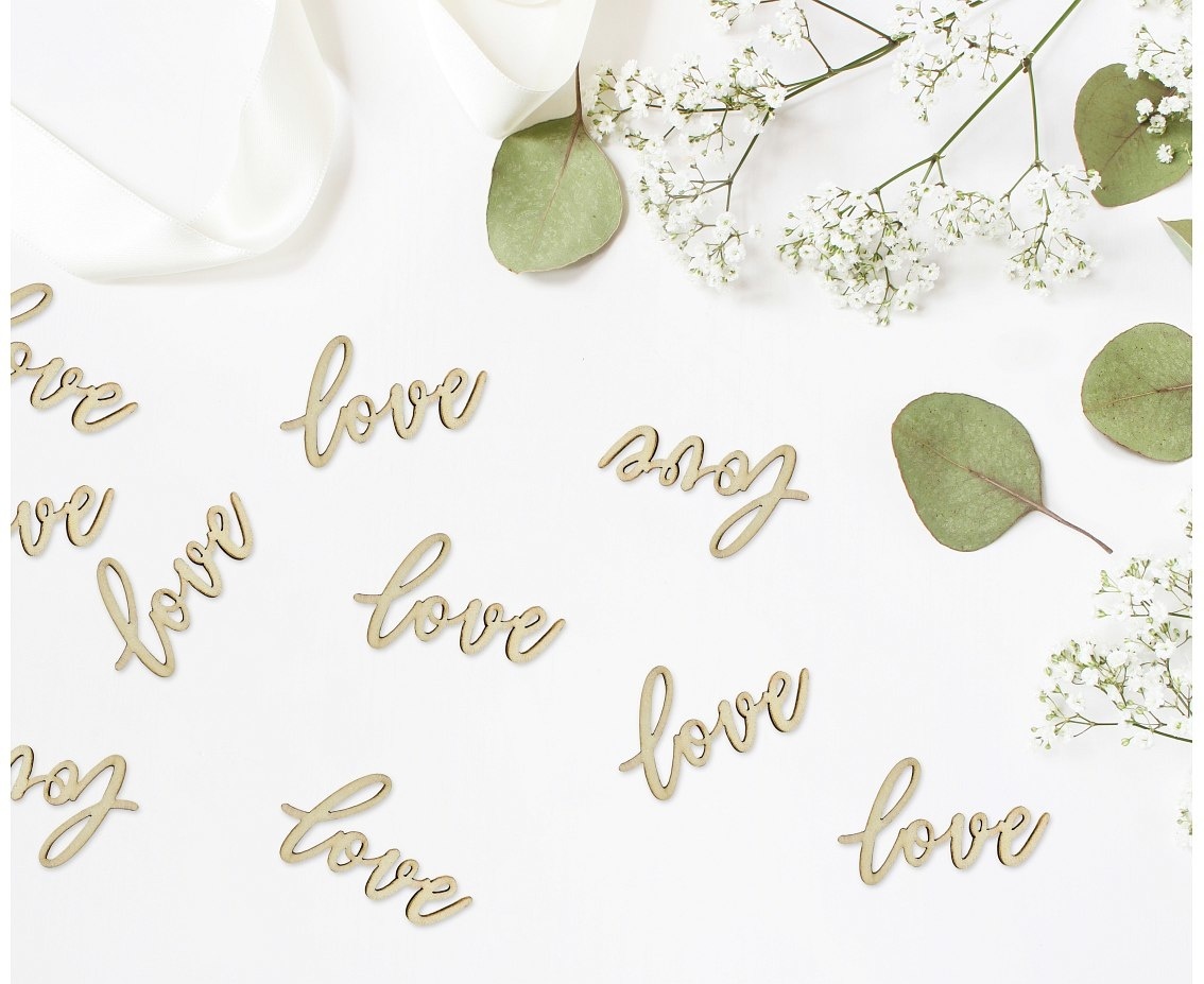 Houten confetti - Love - 18stuks