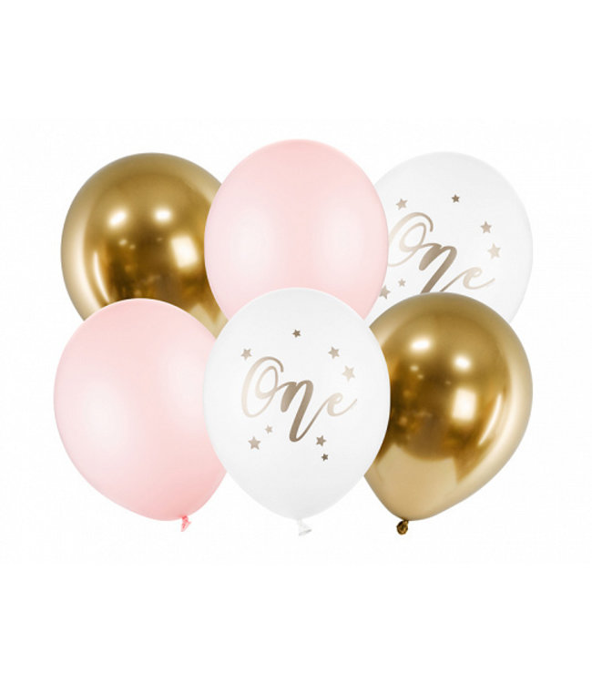 PartyDeco Ballonnenmix One - Lichtroze - 6 stuks