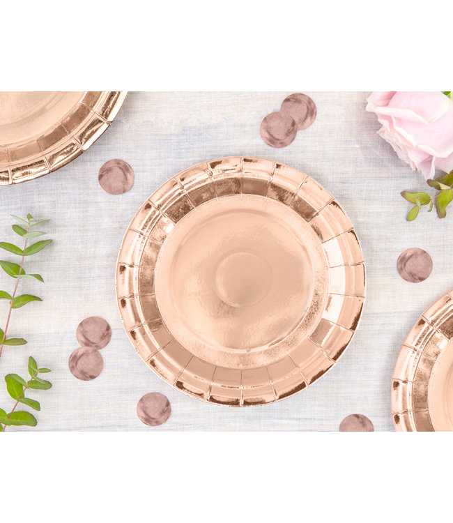 Bordjes rosegoud 18 cm | 6 stuks