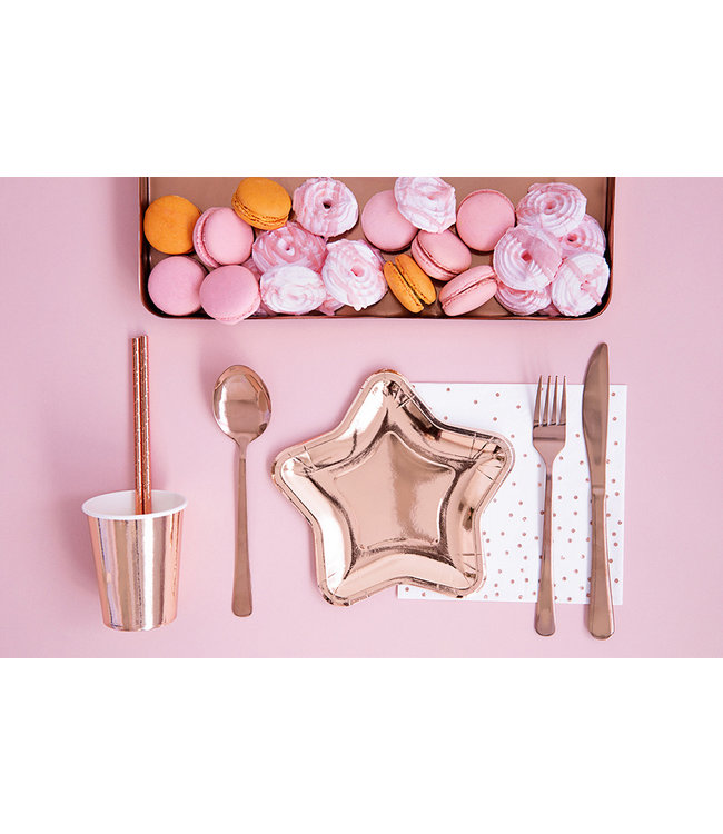 Bordjes ster rosegoud -  6 stuks