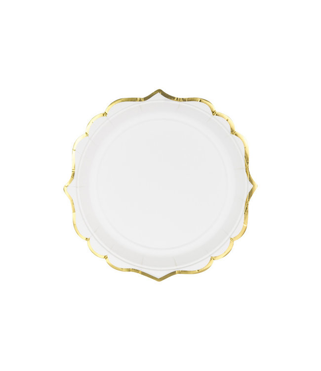 Bordjes wit met gouden rand | 6 stuks