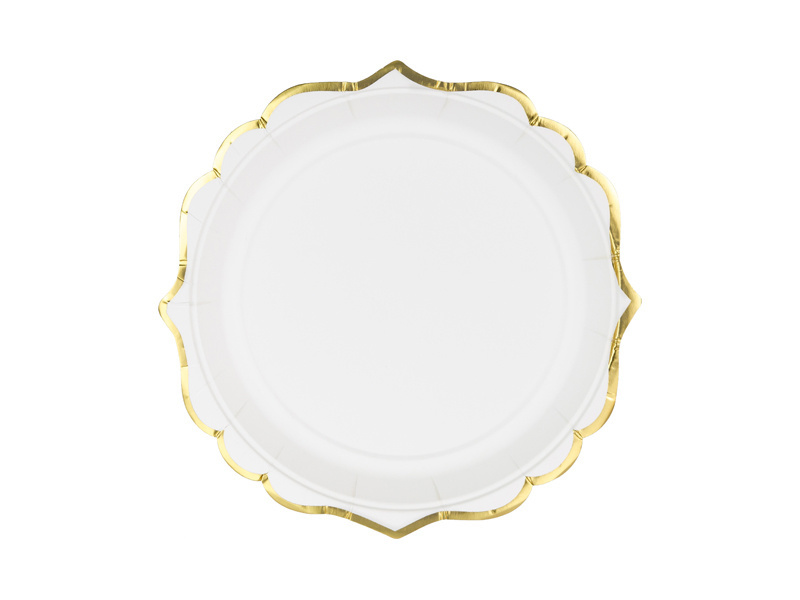 Borden wit met gouden randje - 18,5 cm 6 stuks