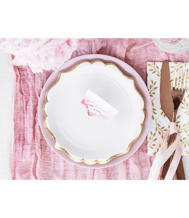 Bordjes wit met gouden rand | 6 stuks