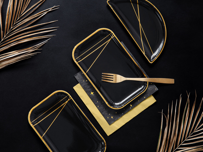 Borden Rectangle zwart/goud - 22cm (6 stuks)
