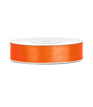 PartyDeco Satijnen lint oranje 12mm breed- 25m lang