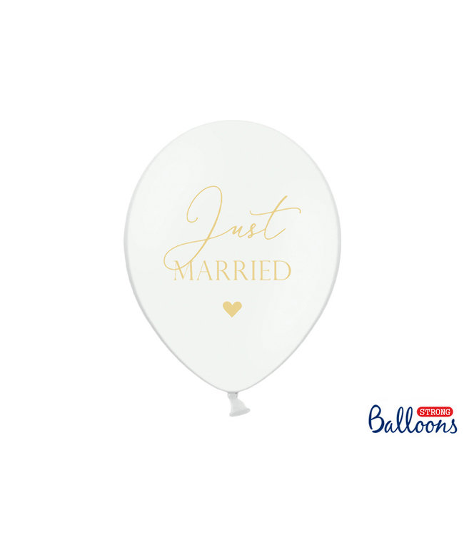 Ballonnen Just Married | wit & goud | 6 stuks