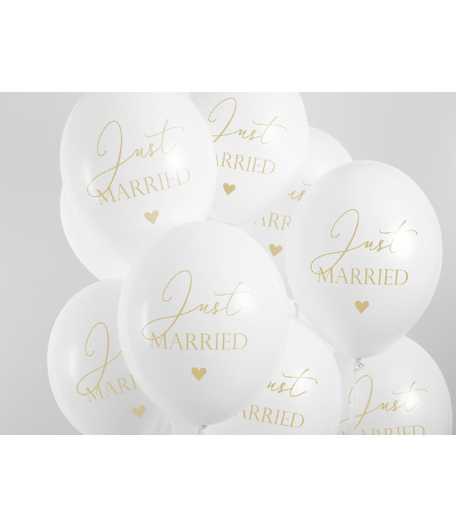 Ballonnen Just Married | wit & goud | 6 stuks