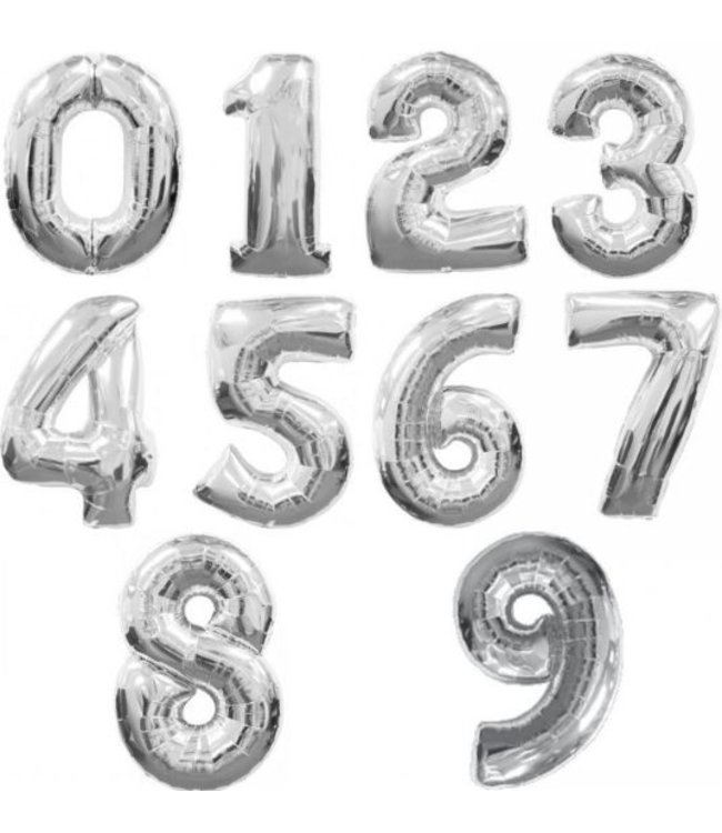 Cijferballon 3 | Zilver | 35 cm