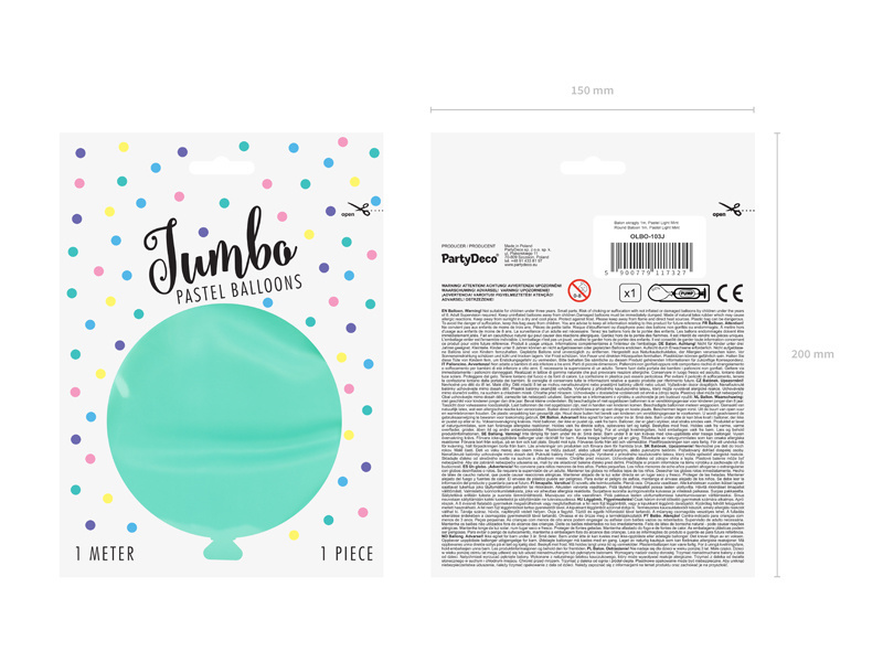 Jumbo pastel ballon - mint - 1 meter