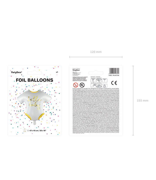 Folieballon Hello baby romper | 51 cm