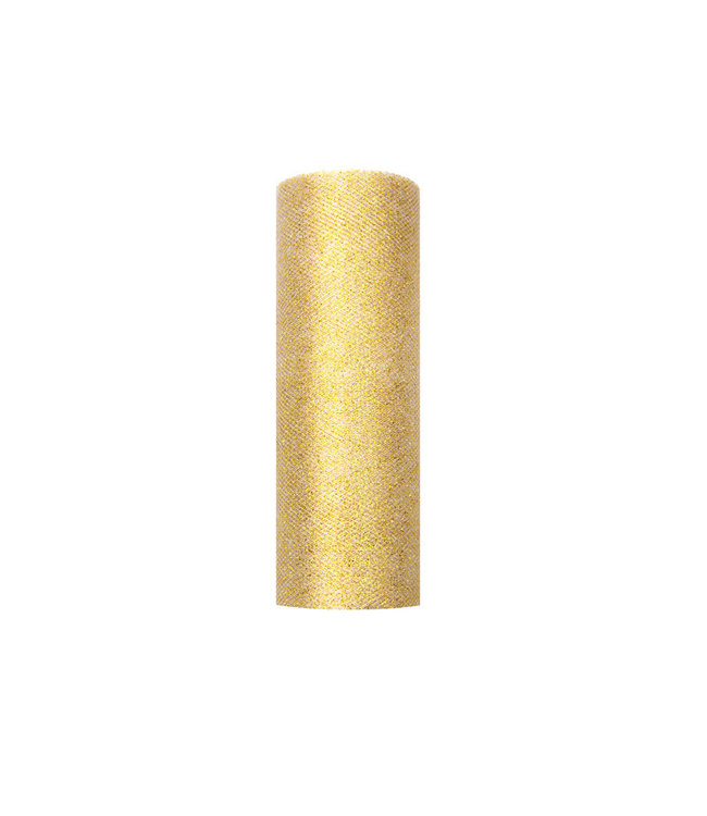 PartyDeco Tule goud op rol | 0,15 x 9 m