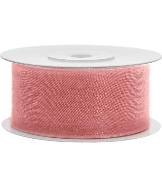 PartyDeco Pink Blush lint - 3,8 cm breed - 25 meter lang