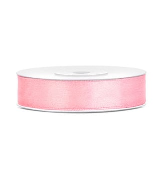 PartyDeco Satijnen lint lichtroze | 12mmx 25m
