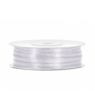 PartyDeco Wit lint - 0,3 cm breed - 50  meter lang