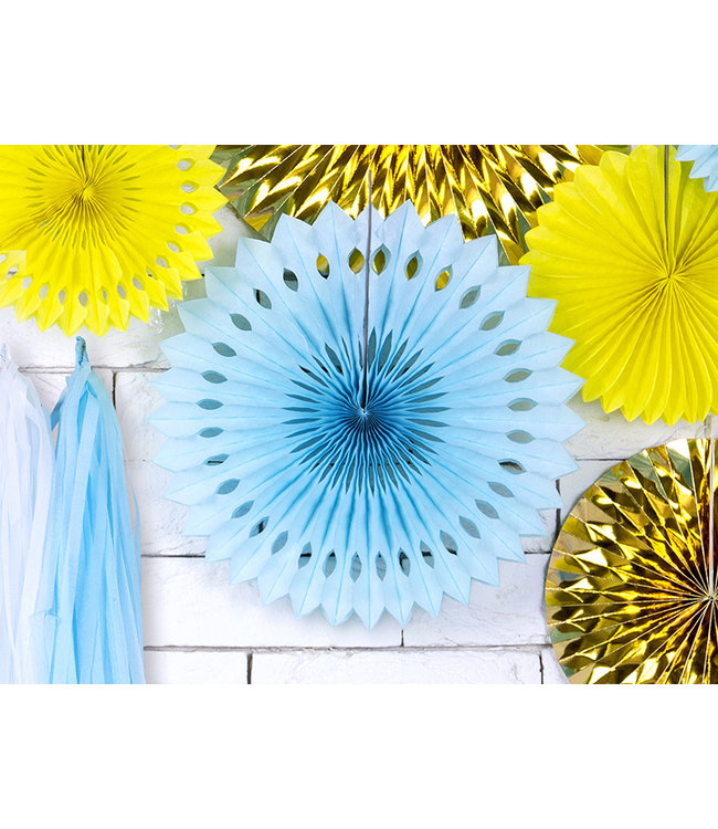 Tissue waaier 3 stuks - lichtblauw 20-30cm