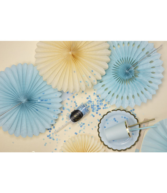 Tissue waaier 3 stuks - lichtblauw 20-30cm