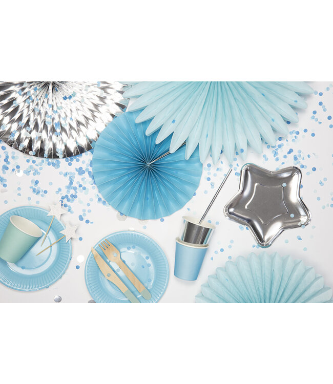 Tissue waaier 3 stuks - lichtblauw 20-30cm