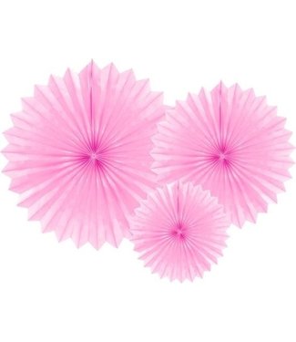 PartyDeco OUTLET Tissue waaier 3 stuks - licht roze 20-40cm