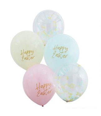 Ginger Ray Ballonnen - Happy Easter - Confetti Pastel - 5stuks