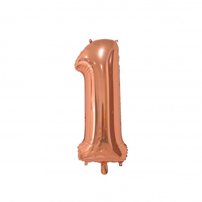 Cijferballon 1 Rose gold - 66 cm