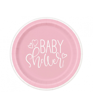 Unique Babyshower bordjes - roze - 8 stuks - Plasticvrij!