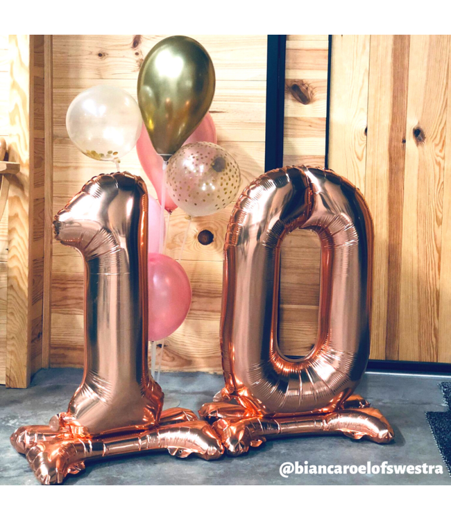 Cijferballon staand 1 XL Rose goud - 74 cm