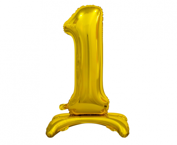Cijferballon staand 1 XL goud - 74 cm