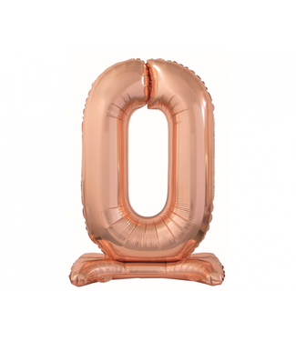 Beauty & Charm OUTLET Cijferballon staand 0 XL Rose goud  76 cm