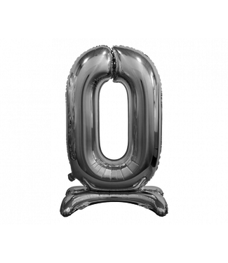Beauty & Charm Cijferballon staand 0 XL Zilver - 74 cm