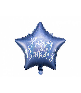 PartyDeco Folieballon - Happy Birthday - blauw - 40cm