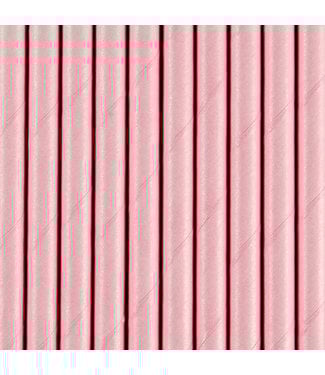 PartyDeco Papieren rietjes lichtroze | 10 stuks