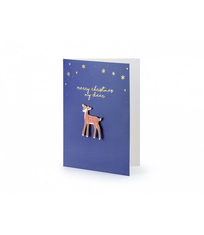 PartyDeco Kerstkaart - Merry Christmas my deer | met button pin