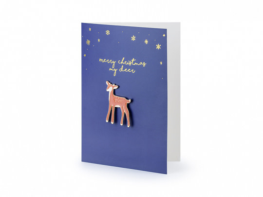 Kerstkaart met pin - hertje