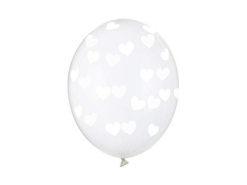Ballonnen witte hartjes 6 stuks