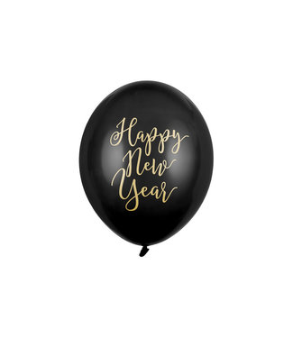 Strong Balloons OUTLET Ballonnen Happy New Year, Pastel Black (1 pkt / 6 pc.)