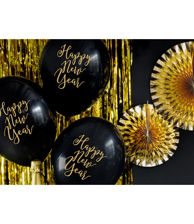 Ballonnen Happy New Year, Pastel Black (1 pkt / 6 pc.)
