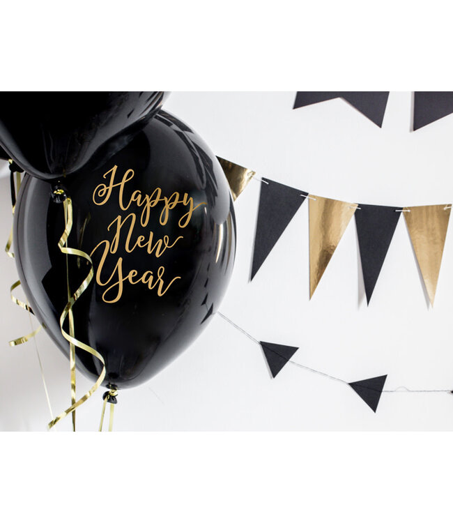 OUTLET Ballonnen Happy New Year, Pastel Black (1 pkt / 6 pc.)