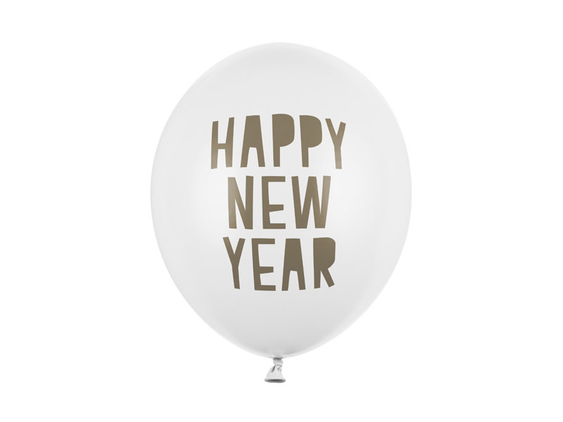 Ballonnen Happy New Year, Pastel Pure White (1 pkt / 6 pc.)