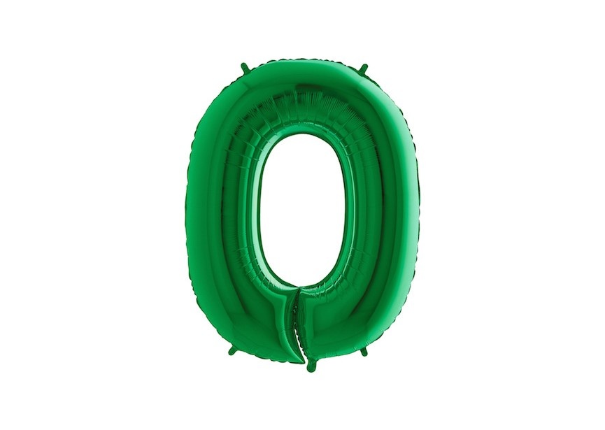 Cijferballon 0 groen - 100 cm