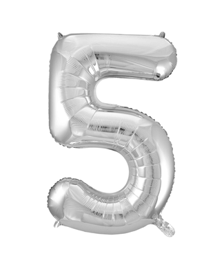 Fiesta OUTLET Cijferballon 5 zilver | 86 cm