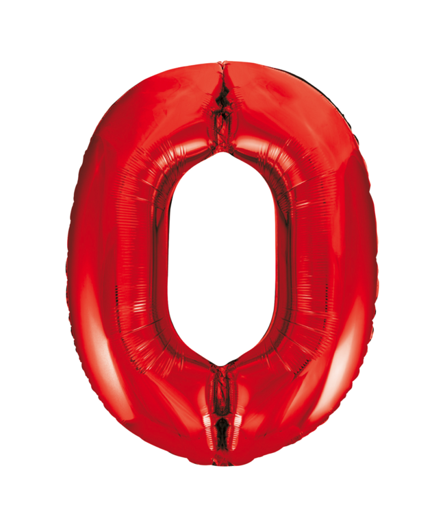 Cijferballon 0 rood - 86 cm