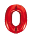 Cijferballon 0 rood - 86 cm